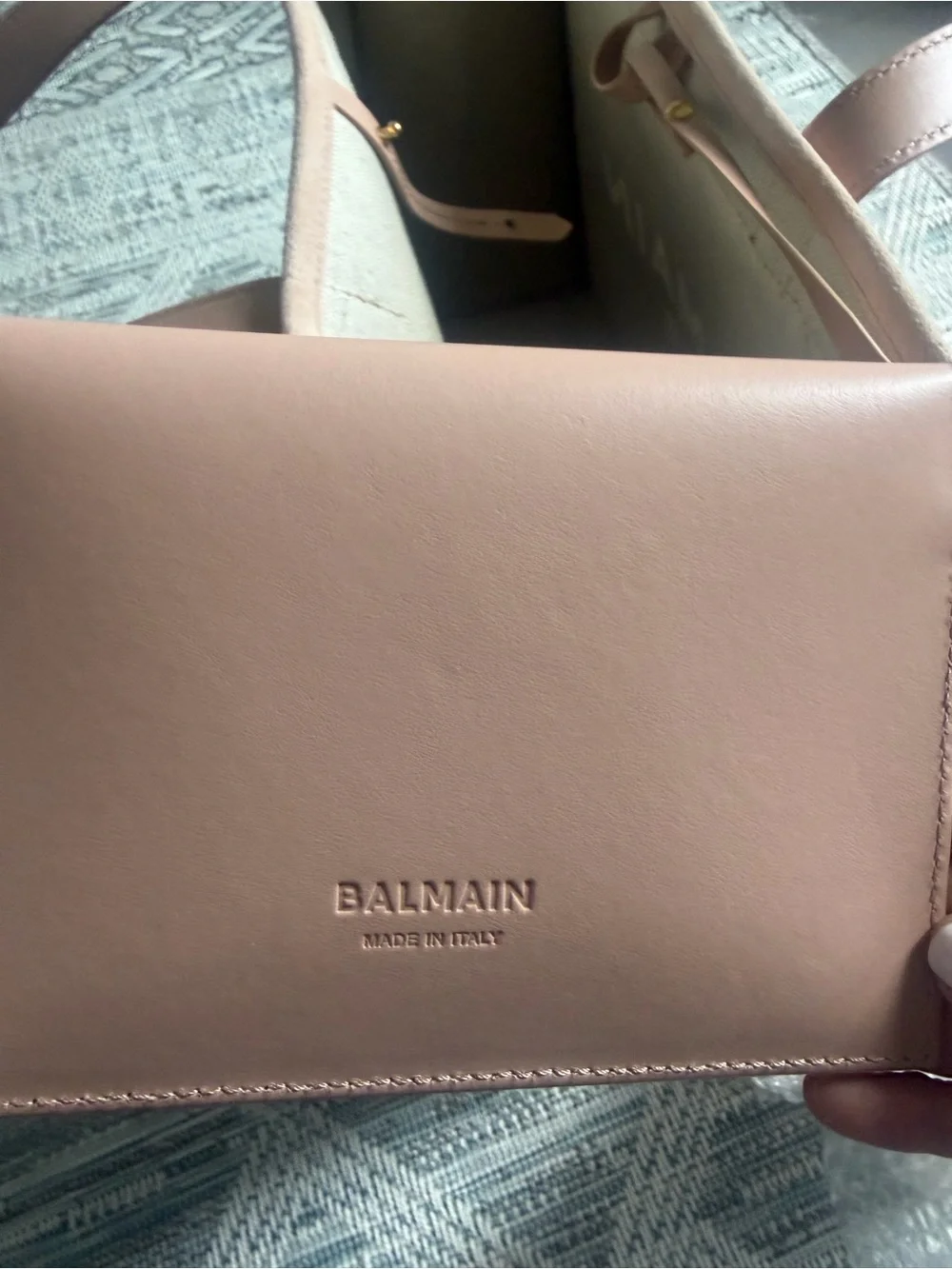 Balmain Medium Suede B-Army Tote in Neutral Rose